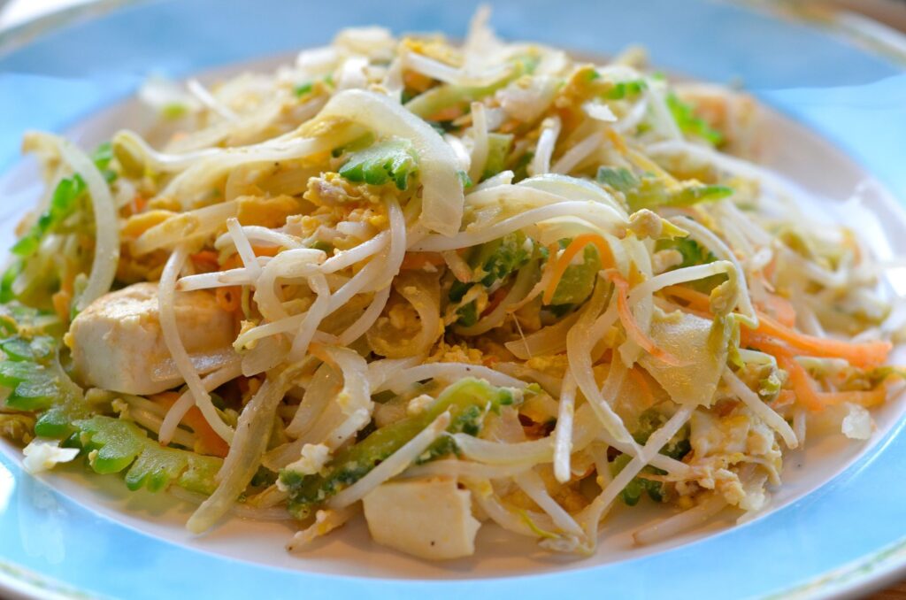 Goya champuru at a restaurant on Ishigaki