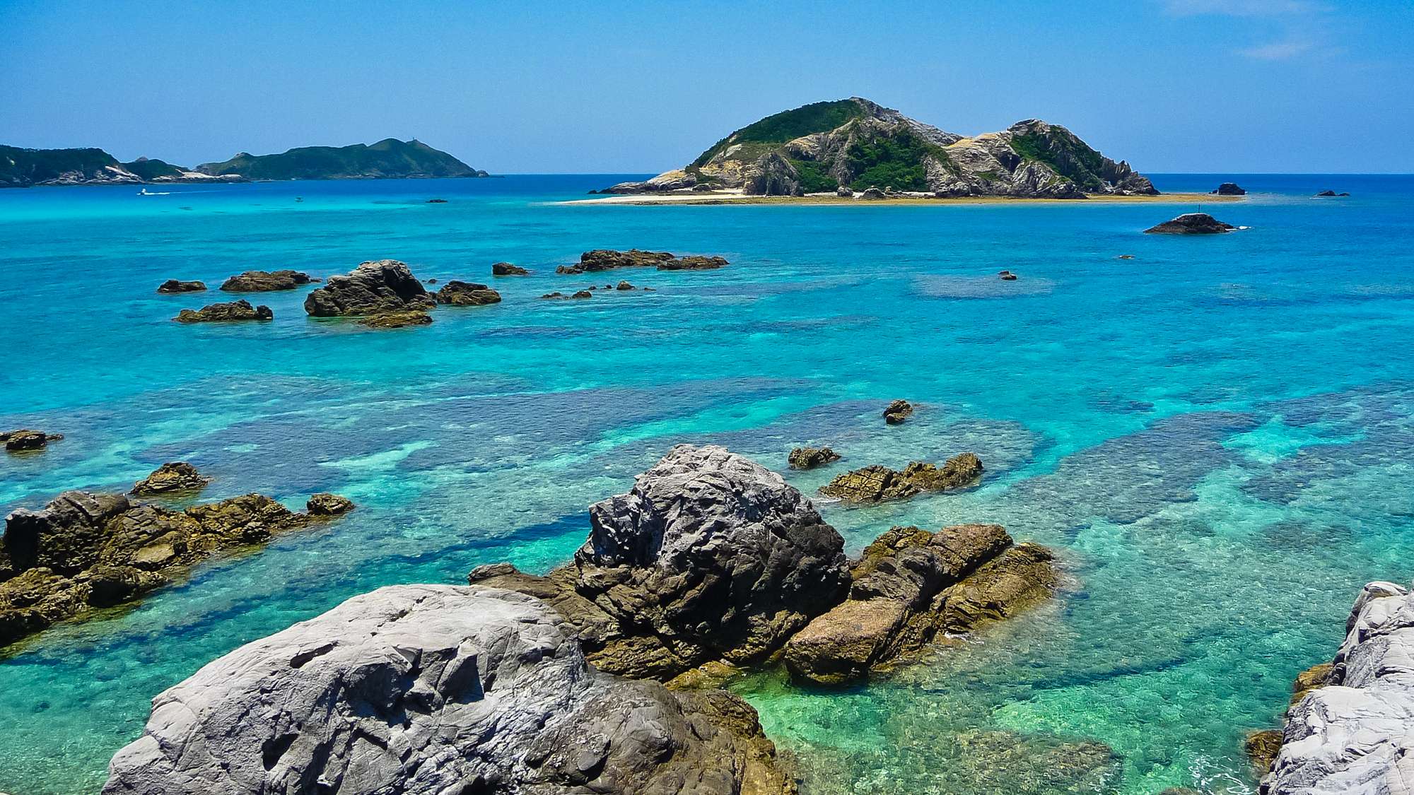 Kerama Blue water along the coast of the Kerama Islands