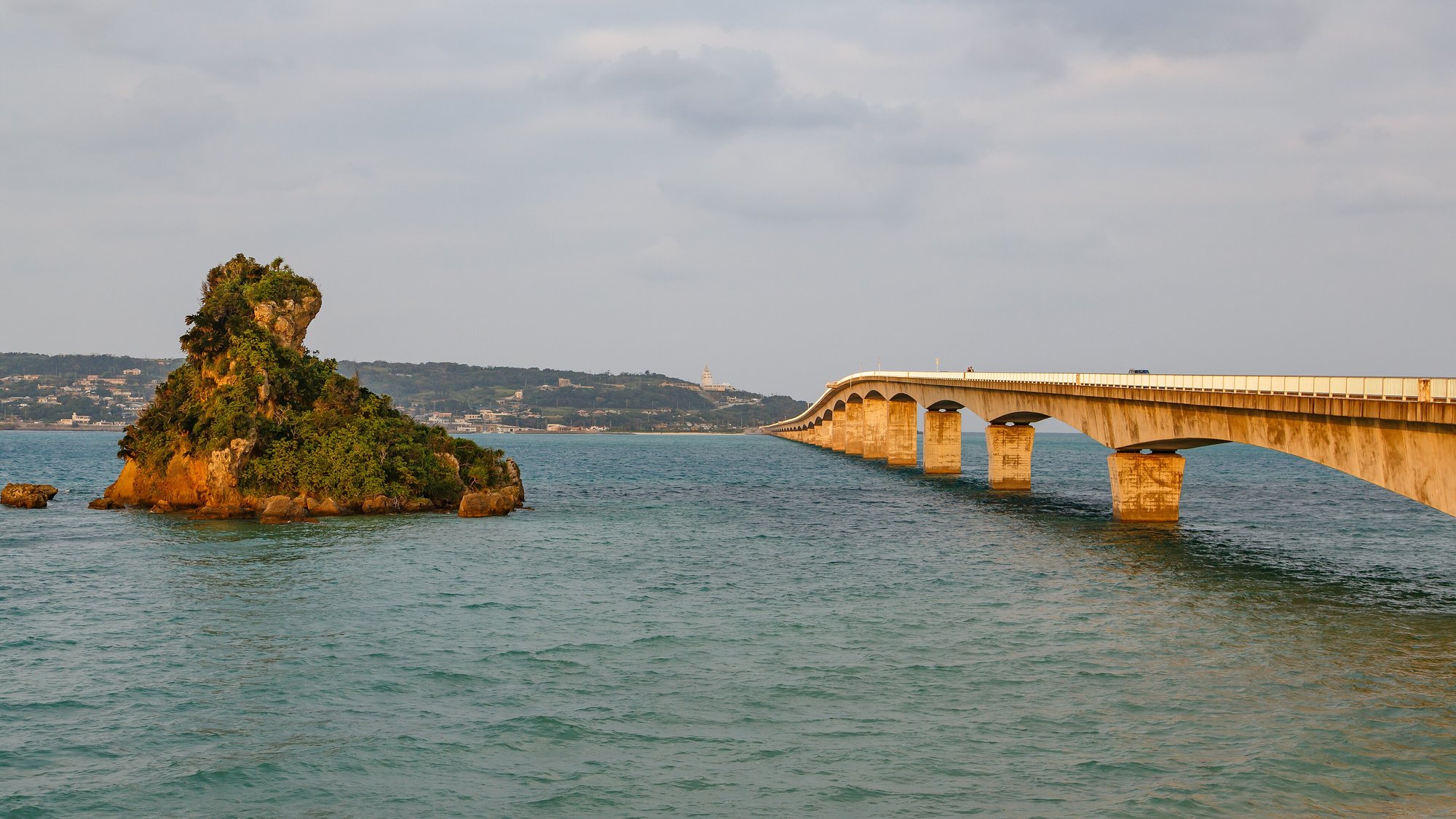 Kouri Bridge crossing turquoise water in northern Okinawa Main Island