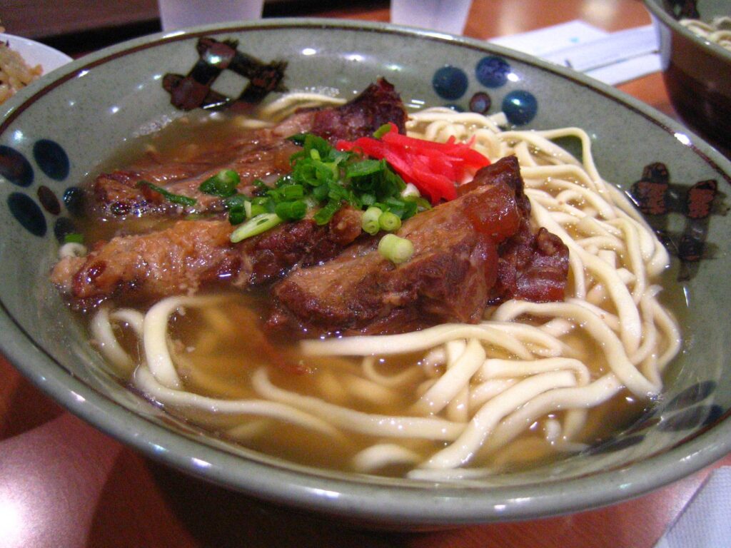 Soki soba at a restaurant in Naha